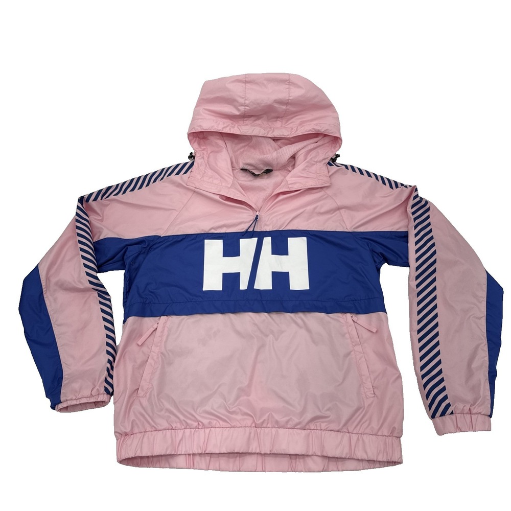 Helly Hansen Vector Windbreaker Packable Pink Blue Half Zip Anorak Jacket Sz L